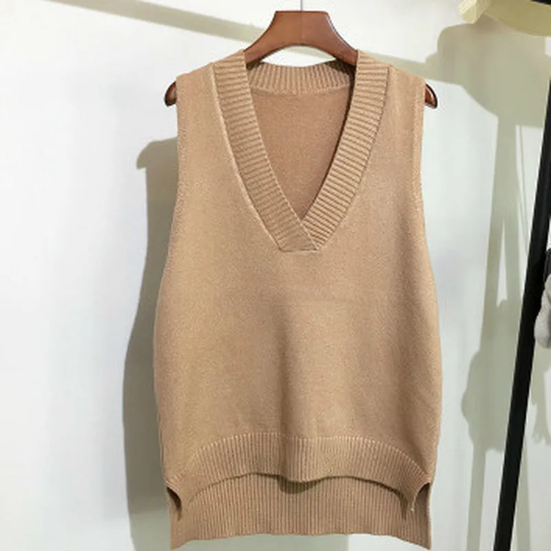 V-neck Knitted Vest Women's Sweater Autumn and Winter New Korean Loose Wild Sweater Vest Sleeveless Sweater
V-neck Knitted Vest Women's Sweater Autumn and Winter New Korean Loose Wild Sweater Vest Sleeveless Sweater