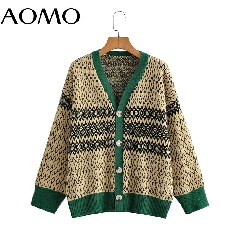 AOMO Women Elegant Geometry Cardigan Vintage Jumper 2021 Oversized Knitted Cardigan BC199A
AOMO Women Elegant Geometry Cardigan Vintage Jumper 2021 Oversized Knitted Cardigan BC199A