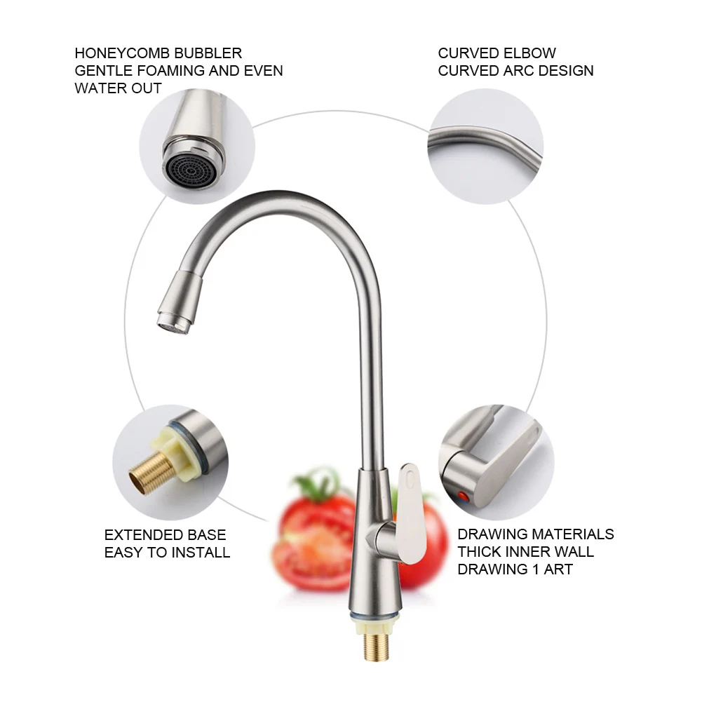 Single Lever Universal Rustproof Zinc Alloy Easy Clean 360 Degree With Fittings Practical Hot Cold Leakproof Kitchen Faucet Home
Single Lever Universal Rustproof Zinc Alloy Easy Clean 360 Degree With Fittings Practical Hot Cold Leakproof Kitchen Faucet Home