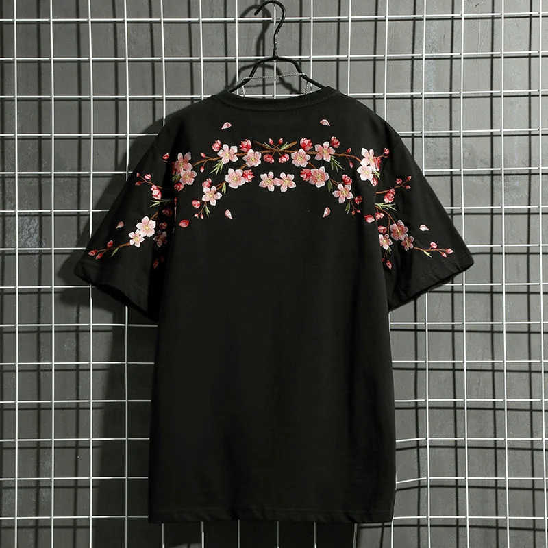 New Blossom Embroidered T Shirt Harajuku Streetwear Men Summer T-Shirts Short Sleeve Black White Loose Casual Tshirt For Women
New Blossom Embroidered T Shirt Harajuku Streetwear Men Summer T-Shirts Short Sleeve Black White Loose Casual Tshirt For Women