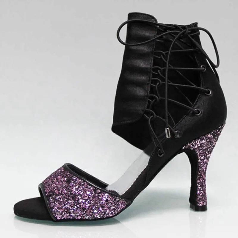 Size US 4-12 Salsa Black Satin With Glitter Zapatos De Baile Professional 7cm Heel Height Latin Dance Shoes For Women
Size US 4-12 Salsa Black Satin With Glitter Zapatos De Baile Professional 7cm Heel Height Latin Dance Shoes For Women