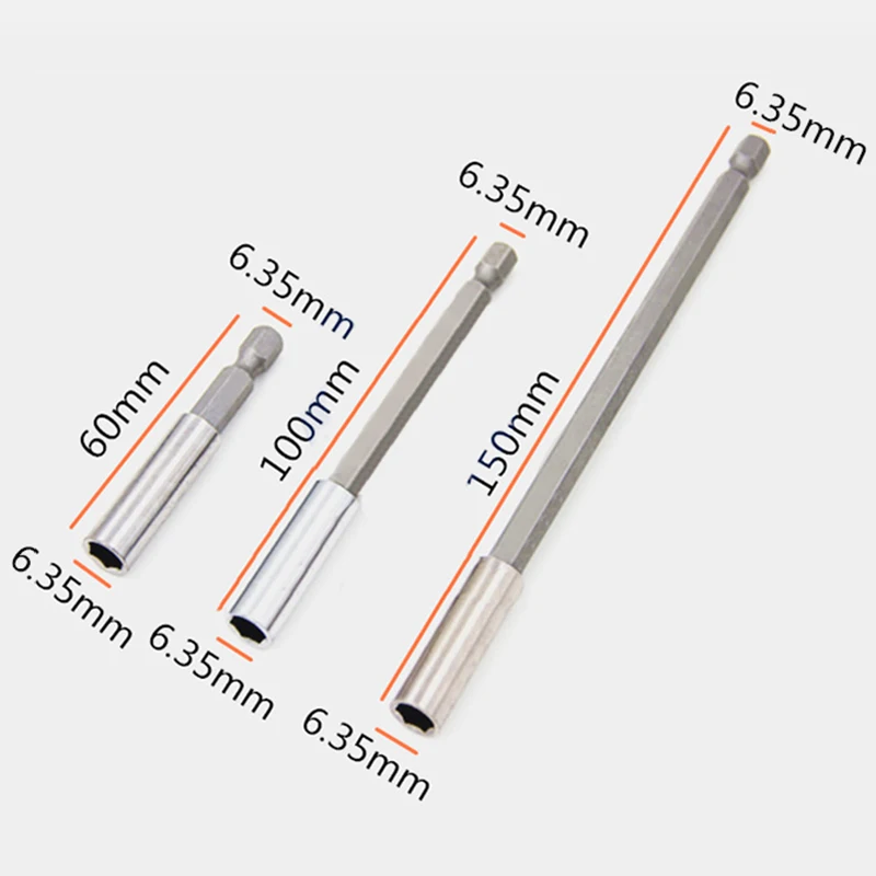 3pcs 60mm 100mm 150mm 1/4\" Hex Quick Release Magnetic Screwdriver Extension Bit Holder For Power Tools Accessories
3pcs 60mm 100mm 150mm 1/4\" Hex Quick Release Magnetic Screwdriver Extension Bit Holder For Power Tools Accessories