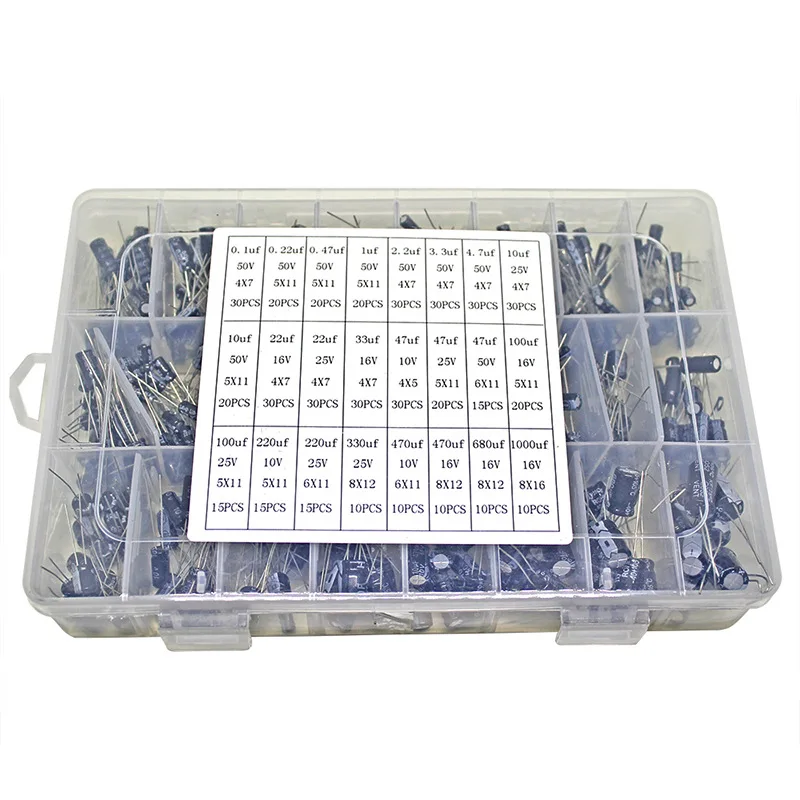 500Pcs/lot 0.1UF-1000UF 24Values Aluminum Electrolytic Capacitors 16-50V mix Electrolytic capacitor Assorted kit and storage box
500Pcs/lot 0.1UF-1000UF 24Values Aluminum Electrolytic Capacitors 16-50V mix Electrolytic capacitor Assorted kit and storage box