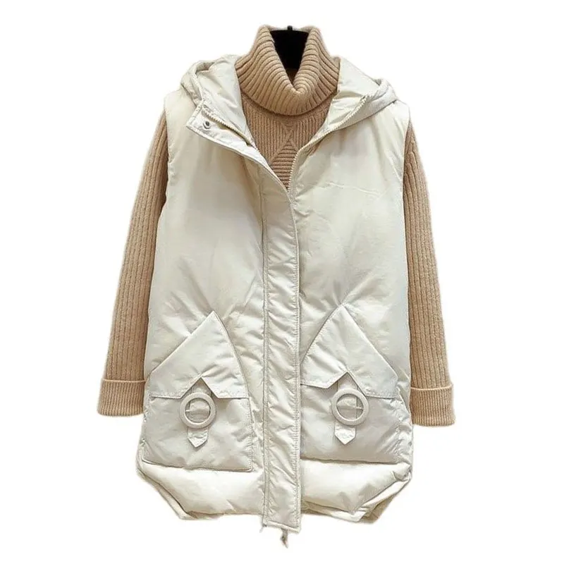 2021 Autumn Women's Clothing Hooded Black Vests Large Size Short Loose Sleeveless Waistcoat Casual Cotton Warm Women Suit Vest
2021 Autumn Women's Clothing Hooded Black Vests Large Size Short Loose Sleeveless Waistcoat Casual Cotton Warm Women Suit Vest