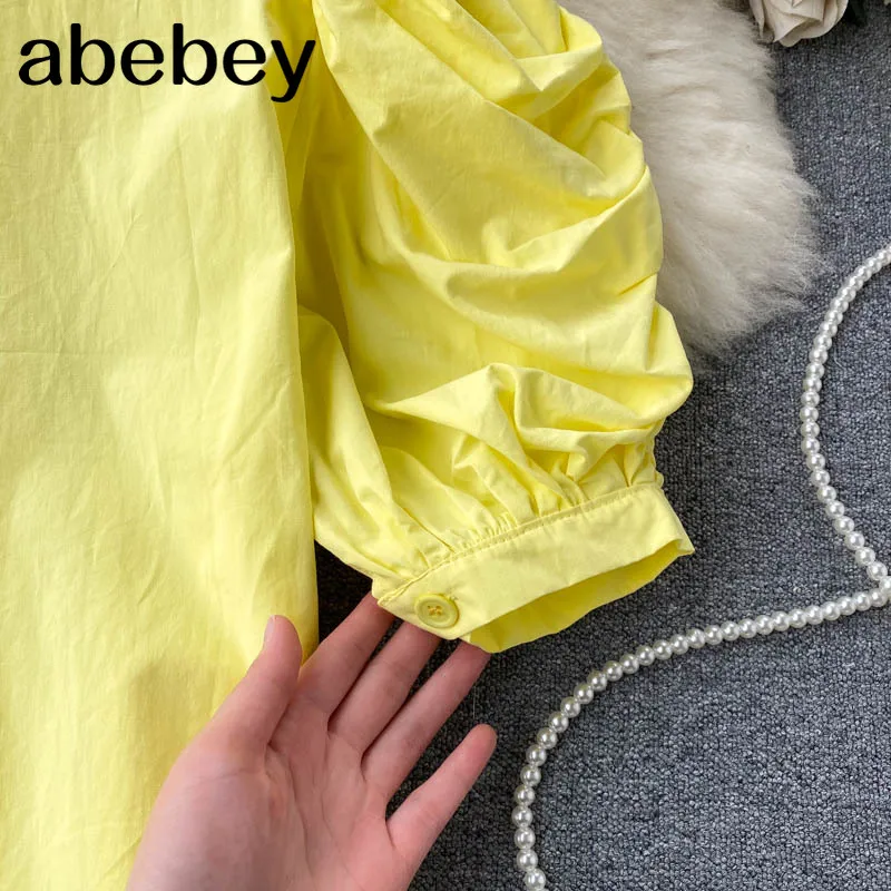Women Sweet Ruffles Blouse Retro V Neck Puff Sleeve Solid Loose Tops Spring Korean Casual Streetwear Blouses
Women Sweet Ruffles Blouse Retro V Neck Puff Sleeve Solid Loose Tops Spring Korean Casual Streetwear Blouses