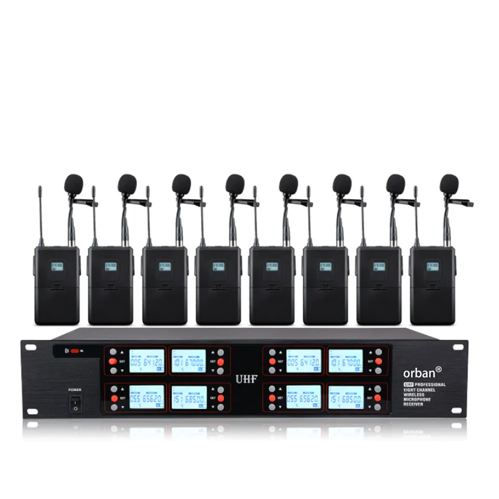 Professional UHF wireless microphone 8-channel lavalier condenser microphone for school church stage performance microphone
Professional UHF wireless microphone 8-channel lavalier condenser microphone for school church stage performance microphone