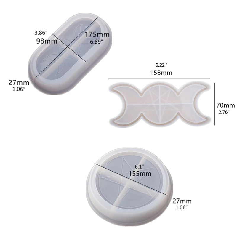 3Pcs Handmade Moon Star Candle Tray Resin Mold,Moon Star Tray Resin Mold,Goddess Pentagrams Box Molds,Triple Goddess With Pentag 
3Pcs Handmade Moon Star Candle Tray Resin Mold,Moon Star Tray Resin Mold,Goddess Pentagrams Box Molds,Triple Goddess With Pentag