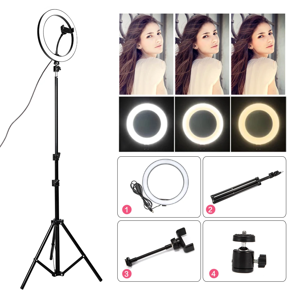 16/26cm Photography Dimmable 5500K Ring Light Makeup Led Fill Light Lamp For Live Stream Video With Phone Holder Tripod USB Plug
16/26cm Photography Dimmable 5500K Ring Light Makeup Led Fill Light Lamp For Live Stream Video With Phone Holder Tripod USB Plug
