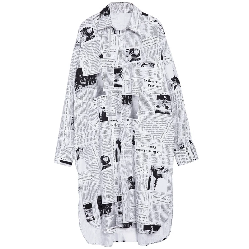 QNPQYX New Spring Autumn Lapel Long Sleeve Shirts White Printed Loose Irregular Big Size Long Shirt Women Blouse Fashion Tide
QNPQYX New Spring Autumn Lapel Long Sleeve Shirts White Printed Loose Irregular Big Size Long Shirt Women Blouse Fashion Tide