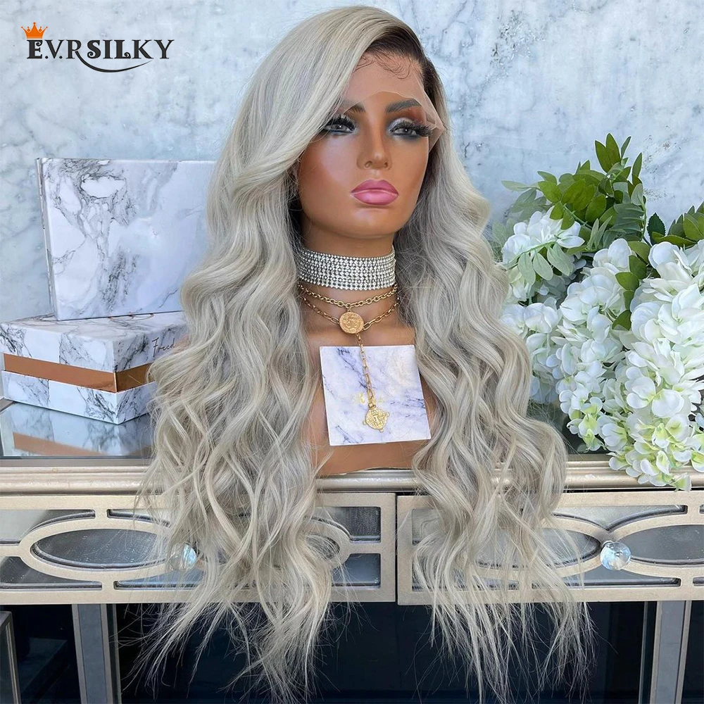 Glueless Ash Blonde Ombre Grey Wavy 13*4 Transparent Lace Front Wig with Baby Hair Remy Pre Plucked Human Hair Wigs For Women
Glueless Ash Blonde Ombre Grey Wavy 13*4 Transparent Lace Front Wig with Baby Hair Remy Pre Plucked Human Hair Wigs For Women