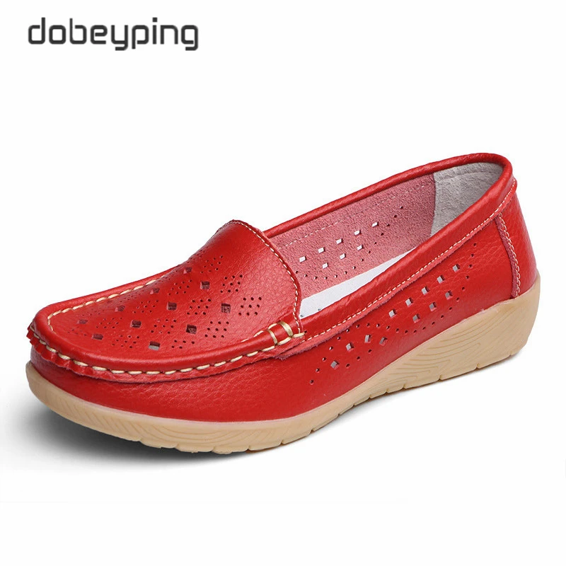 Туфли dobeyping женские летние из натуральной кожи Мокасины перфорированная подошва