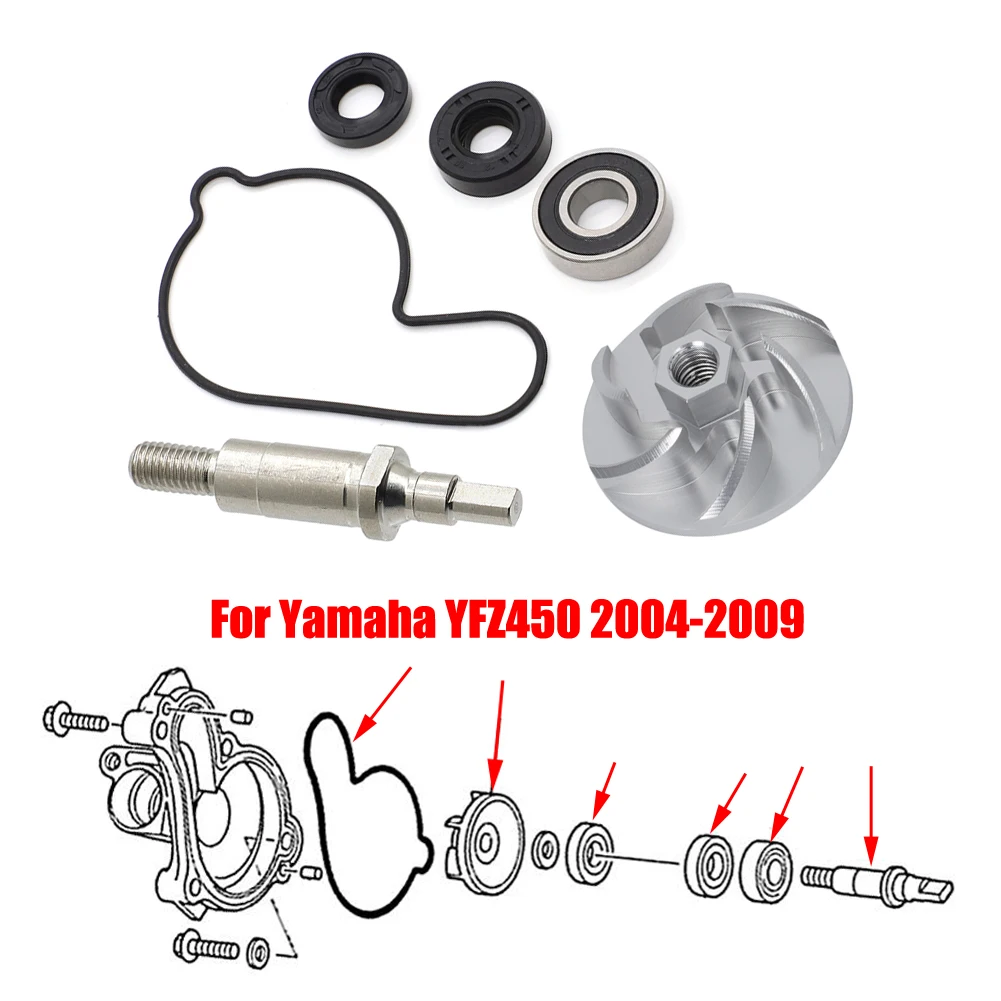 2004-2009 For Yamaha YFZ450 YFZ 450 ATV Water Pump Impeller with Shaft Gasket Bearing Rebuild Kit Sets
2004-2009 For Yamaha YFZ450 YFZ 450 ATV Water Pump Impeller with Shaft Gasket Bearing Rebuild Kit Sets