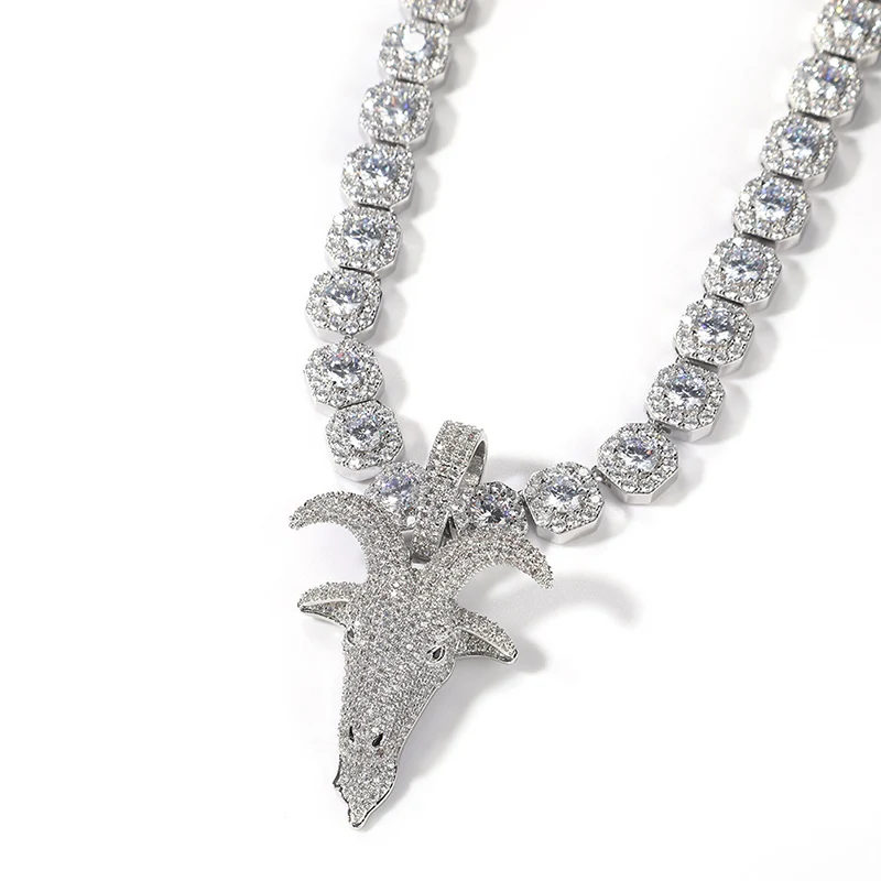 Hip Hop Micro Paved 3A+ CZ Stone Bling Iced Out Sheep Goat Head Pendants Necklaces for Men Rapper Jewelry Gift Gold Silver Color 
Hip Hop Micro Paved 3A+ CZ Stone Bling Iced Out Sheep Goat Head Pendants Necklaces for Men Rapper Jewelry Gift Gold Silver Color