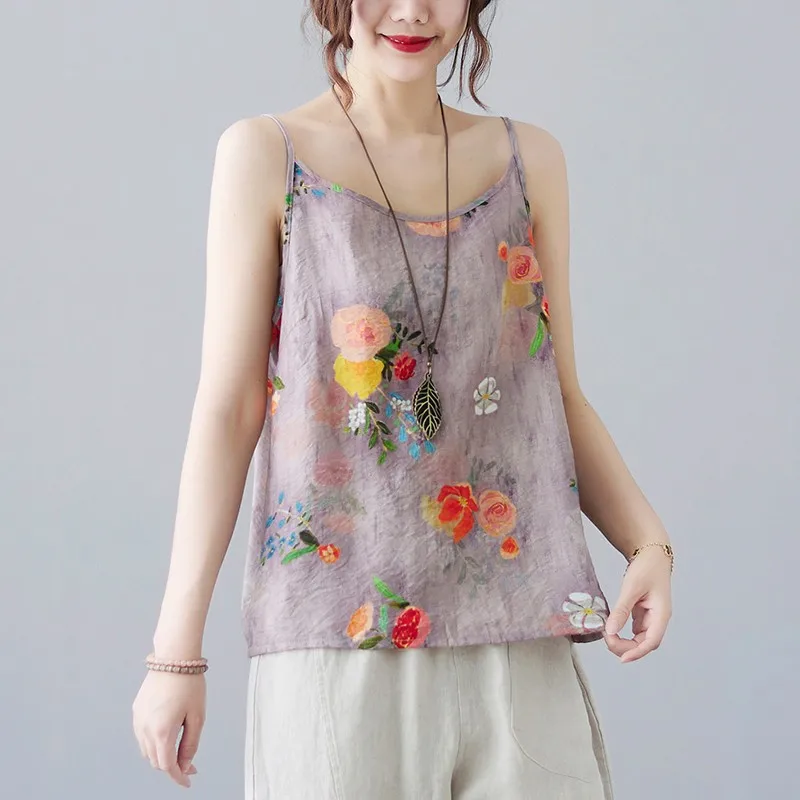 Women Summer Cotton Linen Casual Camis New Arrival 2021 Vintage Style Floral Print Loose Female Spaghetti Strap Tops S4069
Women Summer Cotton Linen Casual Camis New Arrival 2021 Vintage Style Floral Print Loose Female Spaghetti Strap Tops S4069