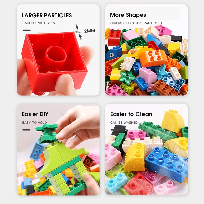 ALIXLAB Diy Big Size Blocks Bricks Building For Kids Classic Bulk Base Plates Klocki Block Children Toys Compatible with Duploe | Игрушки и