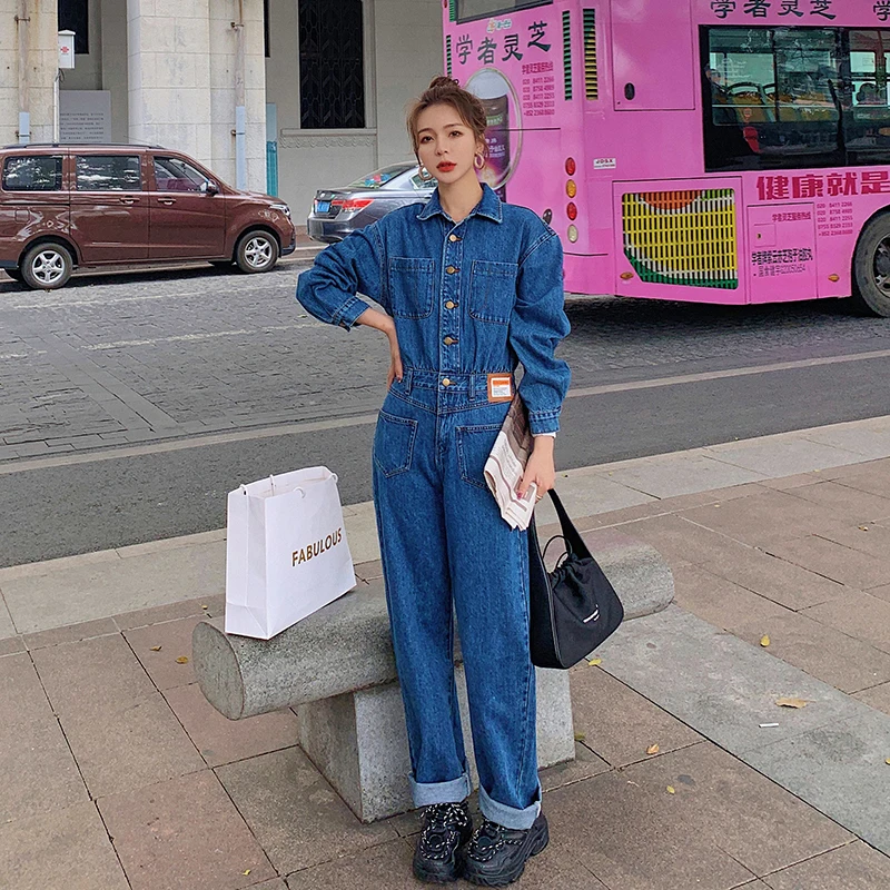 Denim Jumpsuit Women 2021 Elegant Long Sleeve Slim Casual One Piece Jeans Pants Female Spring Autumn Fashion Wide Leg Overalls
Denim Jumpsuit Women 2021 Elegant Long Sleeve Slim Casual One Piece Jeans Pants Female Spring Autumn Fashion Wide Leg Overalls