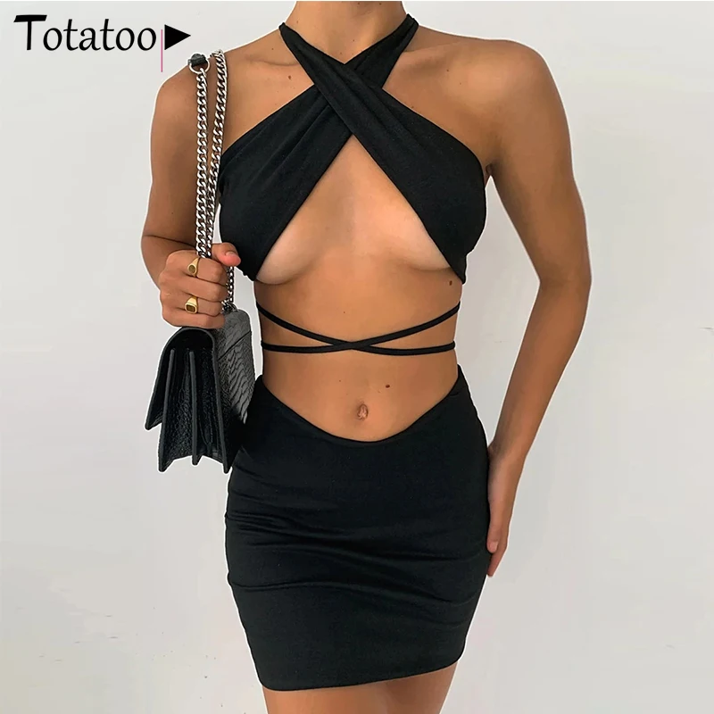 Женский комплект из топа и юбки Totatoop, комплект из двух предметов, бандажный кроп-топ с лямкой на шее и облегающая юбка, летний комплект, 2021
Женский комплект из топа и юбки Totatoop, комплект из двух предметов, бандажный кроп-топ с лямкой на шее и облегающая юбка, летний комплект, 2021