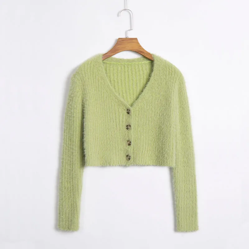 Zoulv 2021 Spring Summer Female Long-sleeved V-neck Cardigan Sweater Short Paragraph Autumn Casual Solid Color Sweater 
Zoulv 2021 Spring Summer Female Long-sleeved V-neck Cardigan Sweater Short Paragraph Autumn Casual Solid Color Sweater