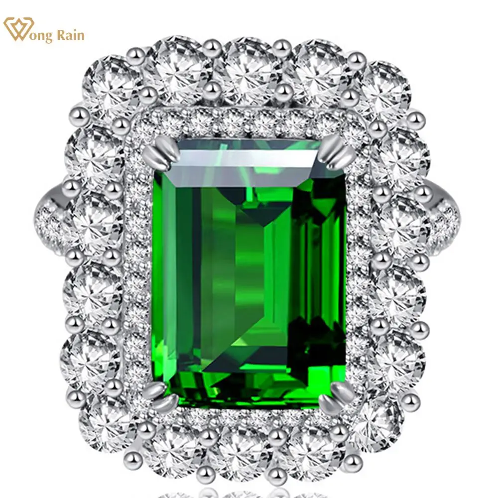 Wong Rain Vintage 100% 925 Sterling Silver Created Moissanite Emerald Gemstone Wedding Engagement Ring Fine Jewelry Wholesale
Wong Rain Vintage 100% 925 Sterling Silver Created Moissanite Emerald Gemstone Wedding Engagement Ring Fine Jewelry Wholesale
