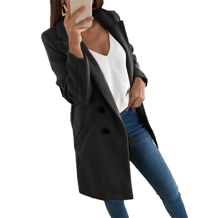 New Style Hot Selling European and American Solid Color Lapel Mid-length Button Woolen Coat Women Solid Button Polyester
New Style Hot Selling European and American Solid Color Lapel Mid-length Button Woolen Coat Women Solid Button Polyester