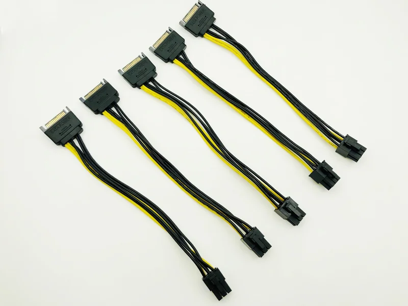 

For Miner Mining 5PCS 20CM SATA To 6pin Graphics Card Power Cable SATA 15pin To 6pin PCIe PCI-e PCI Express Adapter Power Supply
