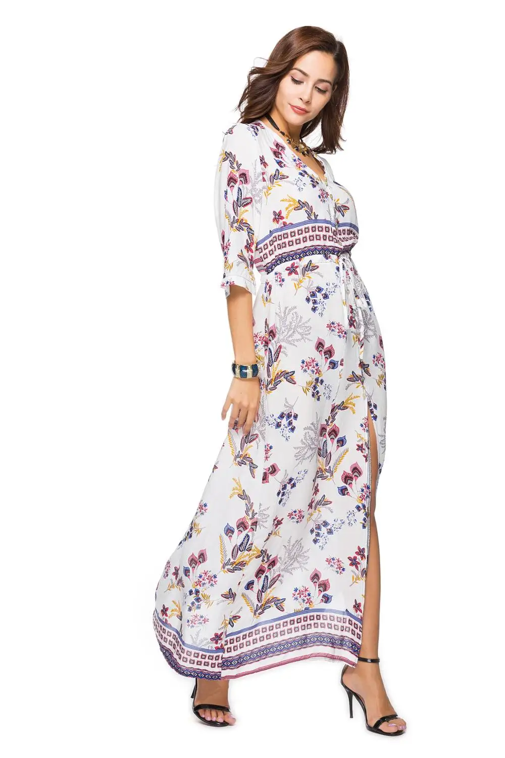 Autumn Fashion Casual Women Dress V-Neck Traditional Print Elegant Loose African Dress
Autumn Fashion Casual Women Dress V-Neck Traditional Print Elegant Loose African Dress