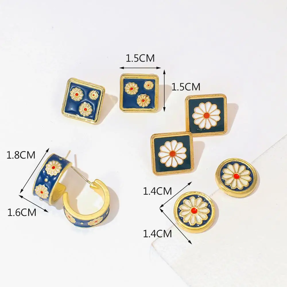 Lifefontier Ethnic Blue Enamel Square Round Glaze Daisy Flower Stud Earrings for Women Girls Geometric Earrings Jewelry Gifts
Lifefontier Ethnic Blue Enamel Square Round Glaze Daisy Flower Stud Earrings for Women Girls Geometric Earrings Jewelry Gifts