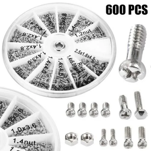 600pcs Set Stainless Steel Nuts Bolts Small Screws Kits Assorted M1 M1.2 M1.4 M1.6 Hand Tool Screw And Nut Kit
600pcs Set Stainless Steel Nuts Bolts Small Screws Kits Assorted M1 M1.2 M1.4 M1.6 Hand Tool Screw And Nut Kit
