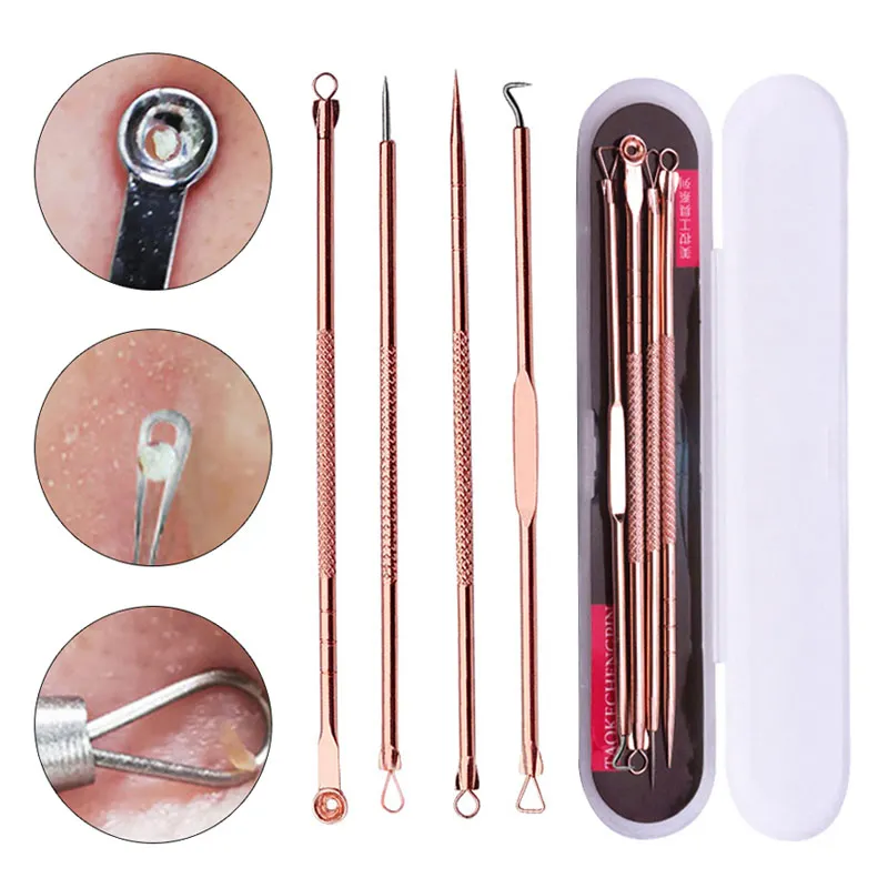 

4Pcs Acne Blackhead Removal Needles Stainless Facial Pimple Spot Acne Extractor Cleanser Beauty Face Skin Clean Care Tools J0007