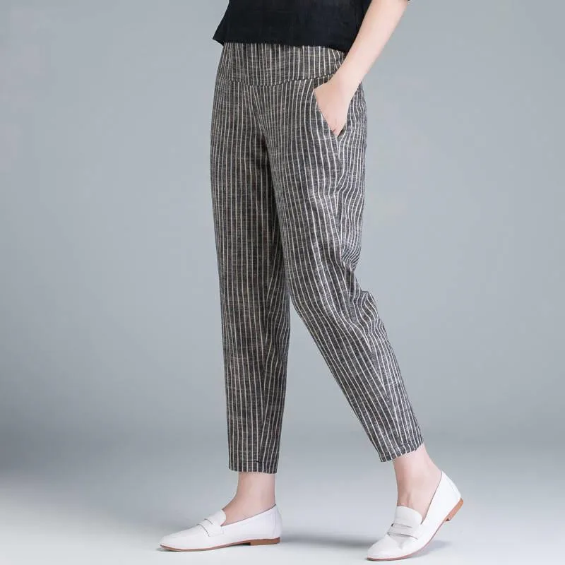 2020 New Summer Women Pants Fashion Elastic High Waist Harem Pants Thin Casual Cotton Linen Pants Striped Trousers Plus Size 4XL
2020 New Summer Women Pants Fashion Elastic High Waist Harem Pants Thin Casual Cotton Linen Pants Striped Trousers Plus Size 4XL