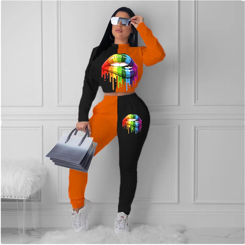 Women Two Piece Casual Clothes Fashion Color Contrast Printed Long Sleeve Pullover Top and Elastic High Waist Pants Autumn Sets
Women Two Piece Casual Clothes Fashion Color Contrast Printed Long Sleeve Pullover Top and Elastic High Waist Pants Autumn Sets