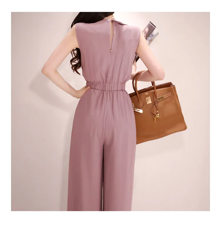 Summer Korean Style OL V-neck Wide Leg Rompers Women Solid Color Casual Long Jumpsuits Fashion Streetwear Playsuits 
Summer Korean Style OL V-neck Wide Leg Rompers Women Solid Color Casual Long Jumpsuits Fashion Streetwear Playsuits