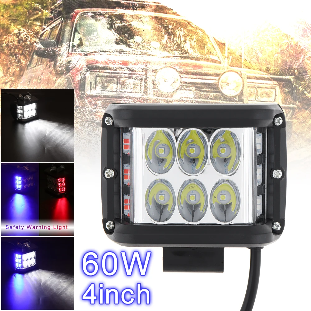 4 Inch 12V-80V 60W White Blue + Red Waterproof LED Work Light with Multiple Lighting Mode for Off-road Car / Pickup / Wagon new
4 Inch 12V-80V 60W White Blue + Red Waterproof LED Work Light with Multiple Lighting Mode for Off-road Car / Pickup / Wagon new