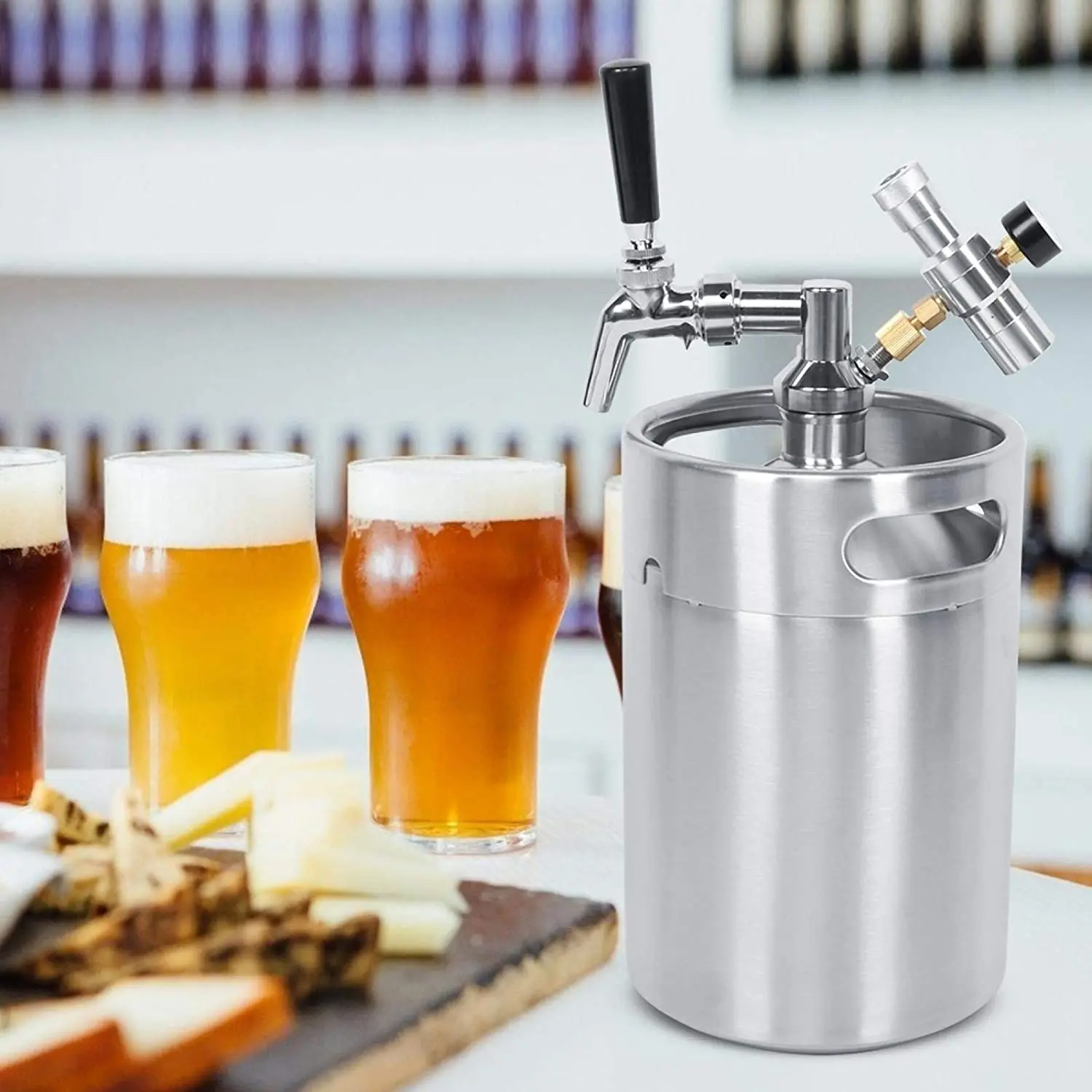 Stainless Steel Mini Beer Barrel 5L Beer Keg Growler With Adjustable Tap Faucet And CO2 Injector Premium
Stainless Steel Mini Beer Barrel 5L Beer Keg Growler With Adjustable Tap Faucet And CO2 Injector Premium