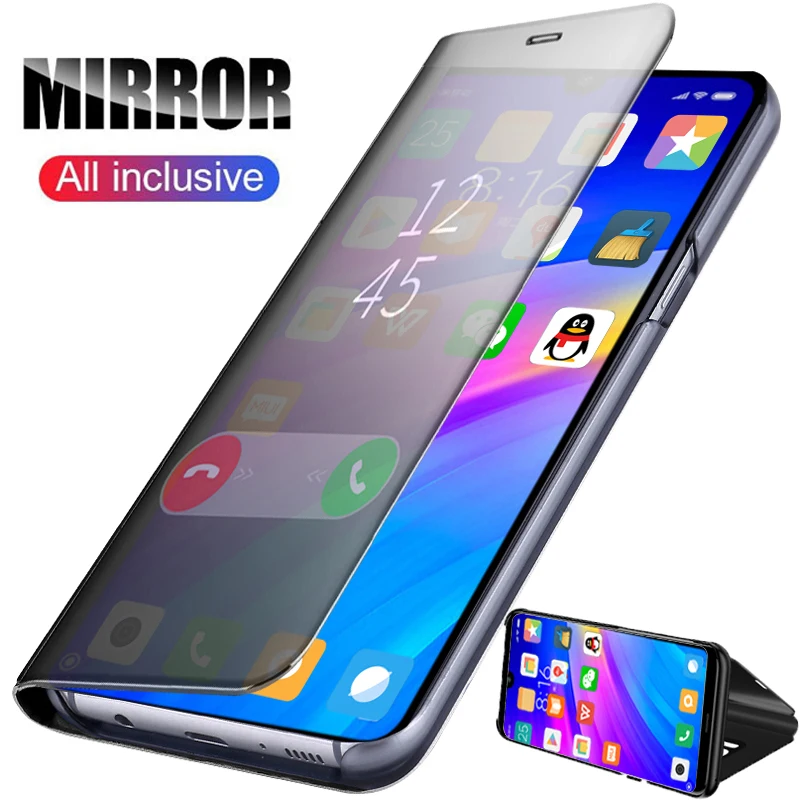Умный зеркальный флип чехол для Xiaomi Redmi Note 7 6 5 Pro кожаный Xiomi Xaomi 8 7A 6A S2 Go Play A6 A7