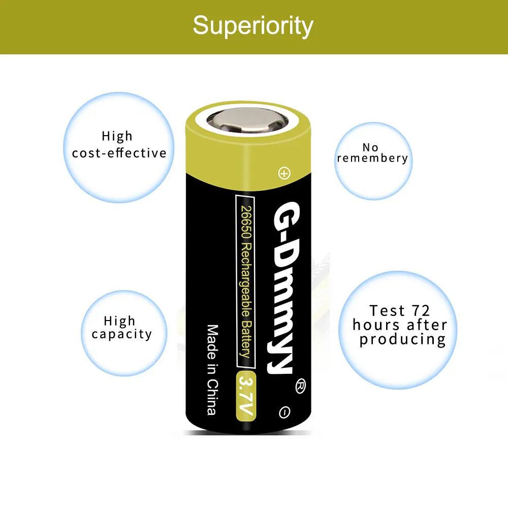 Новый 6500mAh 26650 Li-ion 3 7 V перезаряжаемый аккумулятор для фонарика батареи питания