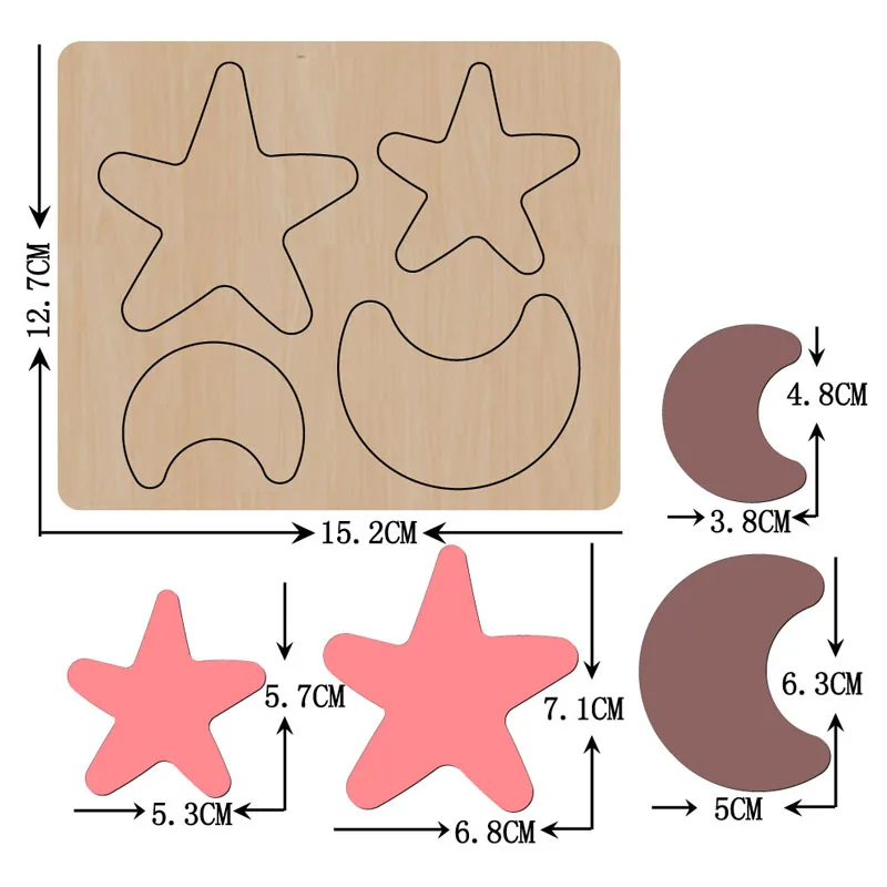 Star Moon Wooden Cutting Die Template & Wood Punch Dies Mould diy doll hanging pendant Fit Common Cutting Machine 2021 New
Star Moon Wooden Cutting Die Template & Wood Punch Dies Mould diy doll hanging pendant Fit Common Cutting Machine 2021 New