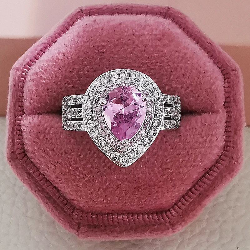 925 sterling silver pink water drop shape engagement ring for women lady finger brand party gift wholesale jewelry moonso r4997
925 sterling silver pink water drop shape engagement ring for women lady finger brand party gift wholesale jewelry moonso r4997