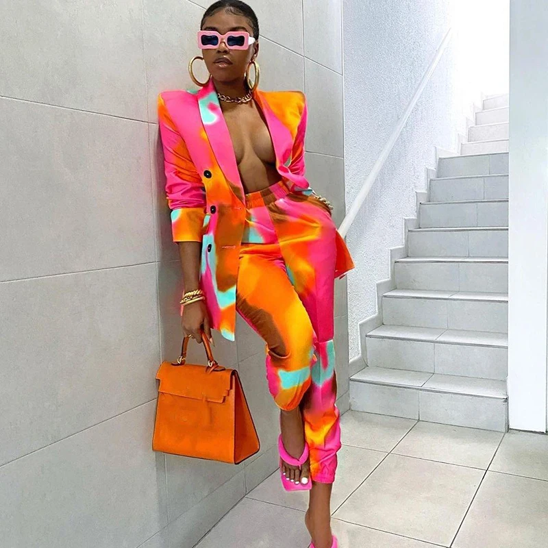Streetwear Tie Dye Print Women Two Pieces Set Casual Slim Buttons Long Sleeve Blazers & Pants Femme Vintage Pants Outfit 70124
Streetwear Tie Dye Print Women Two Pieces Set Casual Slim Buttons Long Sleeve Blazers & Pants Femme Vintage Pants Outfit 70124