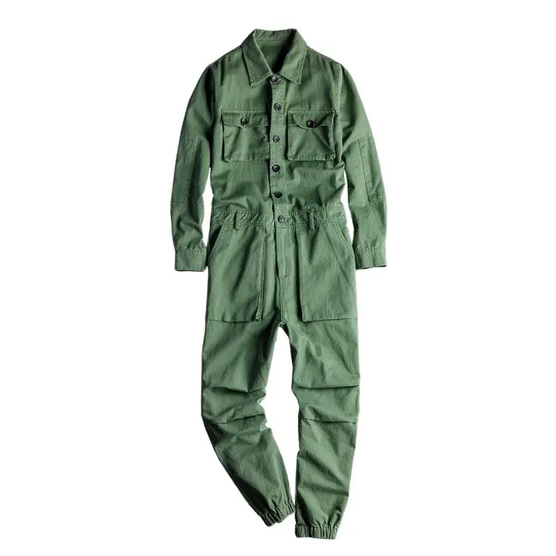 Men's Jumpsuit Long Sleeve Lapel Beam Feet Cotton Overalls Hip Hop Streetwear Loose Cargo Pants Green Black Freight Trousers 
Men's Jumpsuit Long Sleeve Lapel Beam Feet Cotton Overalls Hip Hop Streetwear Loose Cargo Pants Green Black Freight Trousers