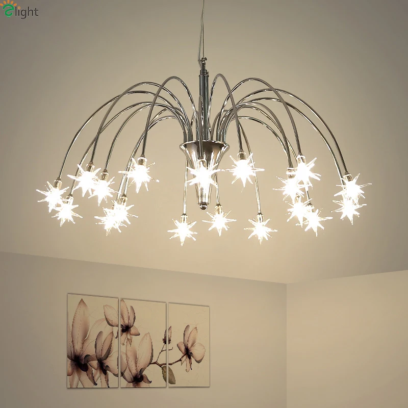 Modern Lustre Chrome Led Chandeliers Lighting Glass Star Living Room Led Pendant Chandelier Lights Bedroom Hanging Light Fixture
Modern Lustre Chrome Led Chandeliers Lighting Glass Star Living Room Led Pendant Chandelier Lights Bedroom Hanging Light Fixture