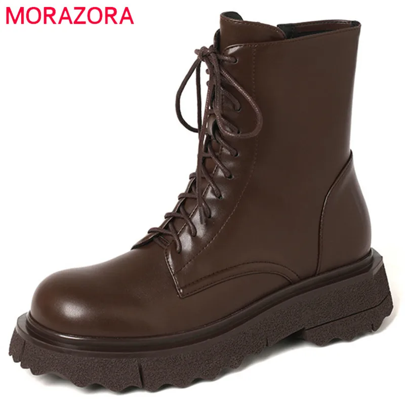 MORAZORA 2022 New Fashion Thick Bottom Stretch Boots Women Ankle Boots Round Toe Lace Up Zip Autumn Winter Flat Shoes Women
MORAZORA 2022 New Fashion Thick Bottom Stretch Boots Women Ankle Boots Round Toe Lace Up Zip Autumn Winter Flat Shoes Women