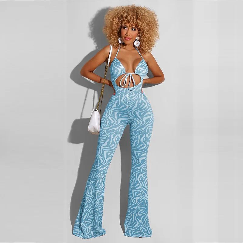 Striped Printed Jumpsuits Nightclub Party Wear Women Lady Sexy Halter Lace-Up Backless Hollow Out Skinny Bell-Bottomed Rompers
Striped Printed Jumpsuits Nightclub Party Wear Women Lady Sexy Halter Lace-Up Backless Hollow Out Skinny Bell-Bottomed Rompers