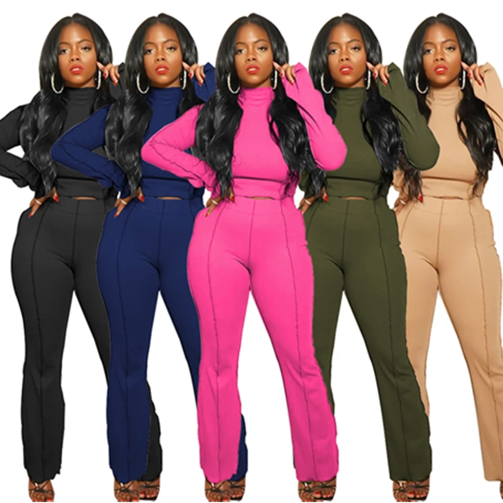 Globle Fashion Turtleneck Two Piece Set Casual Streetwear Elastic Flare Pant Sets Autumn Women's Clothing Wholesale Dropshipping
Globle Fashion Turtleneck Two Piece Set Casual Streetwear Elastic Flare Pant Sets Autumn Women's Clothing Wholesale Dropshipping
