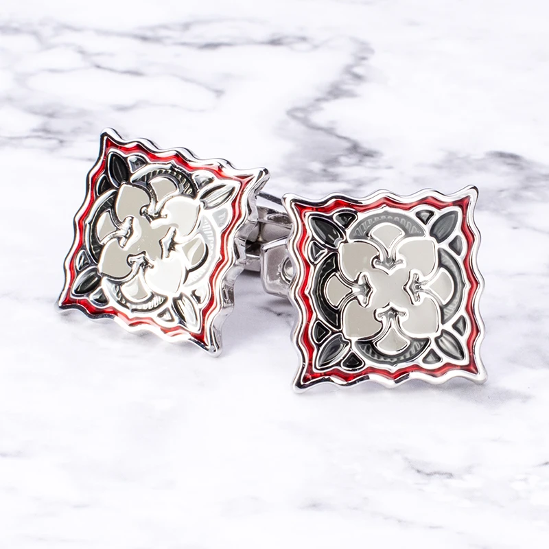 New Luxury Jewelry Squre Cufflinks Red Grey Enamel Flower Cuff Button For French Shirt Suits Business Gentlemen Gift
New Luxury Jewelry Squre Cufflinks Red Grey Enamel Flower Cuff Button For French Shirt Suits Business Gentlemen Gift