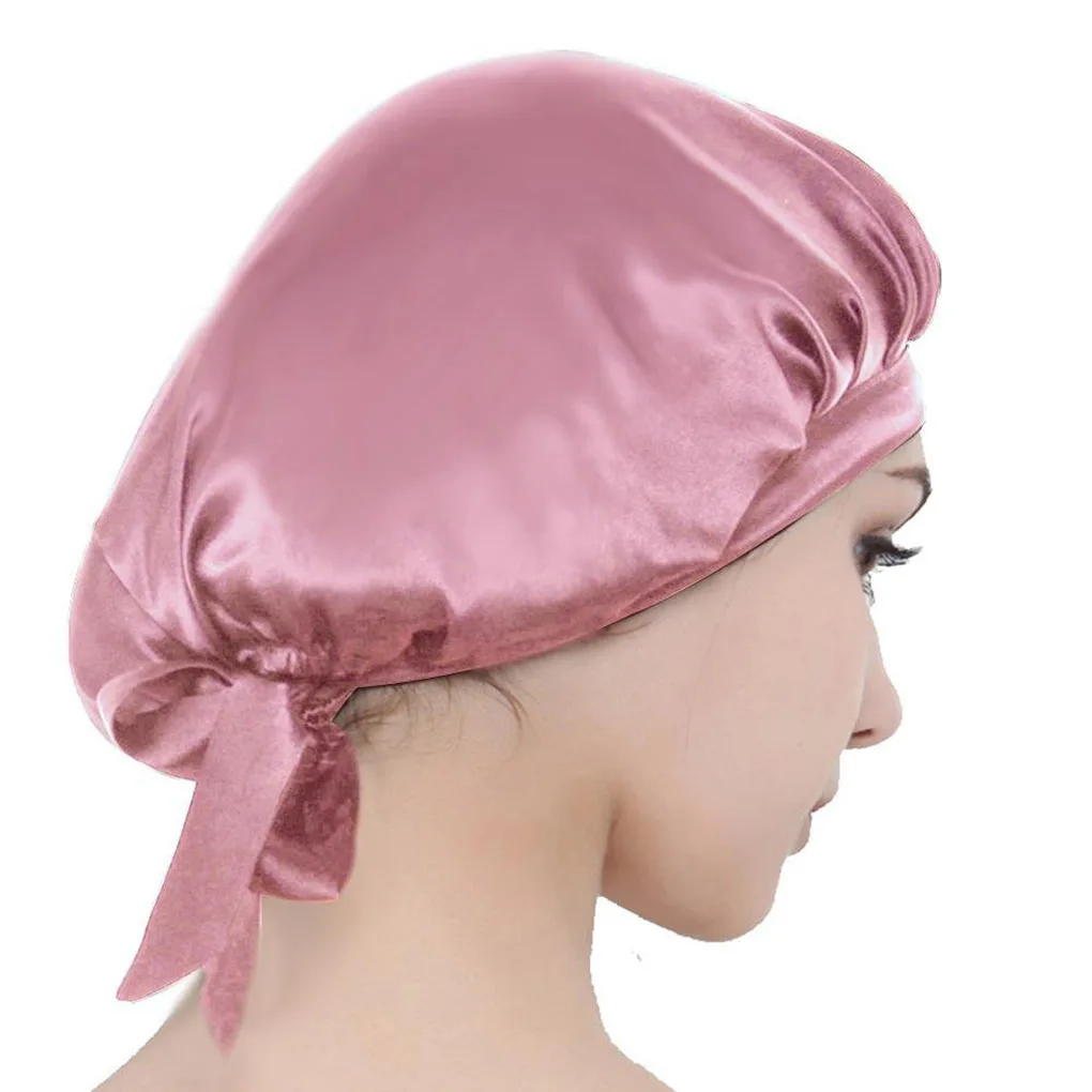 

2pc Mulberry Silk Nightcap Sleeping Cap Pure Silk Hair Wrap Adjustable Elastic Band Sleeping Beanie
