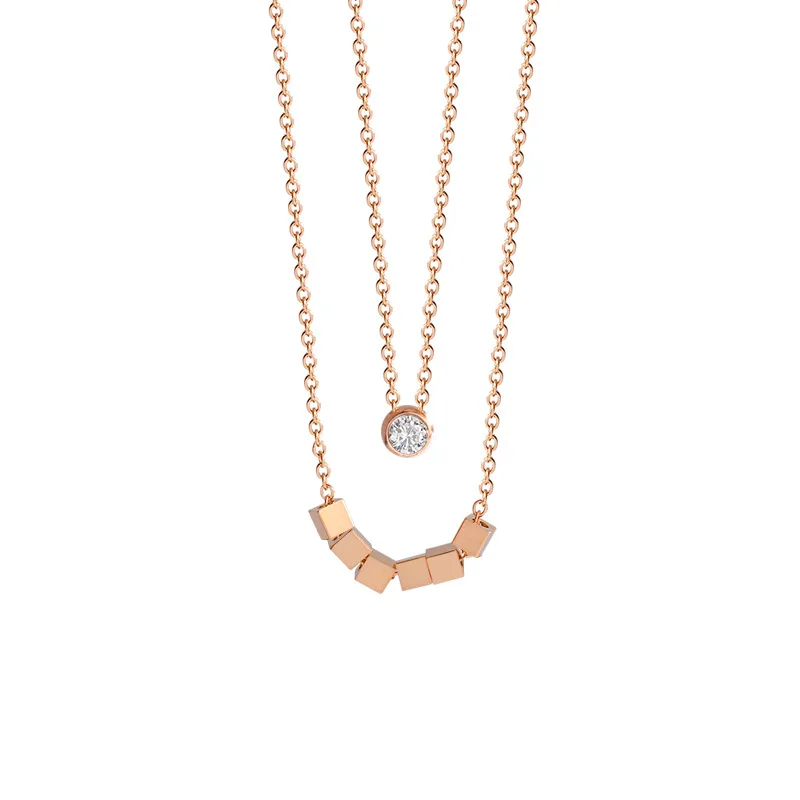 Korean simple fashion temperament rose gold double small square pendant titanium steel women's necklace
Korean simple fashion temperament rose gold double small square pendant titanium steel women's necklace