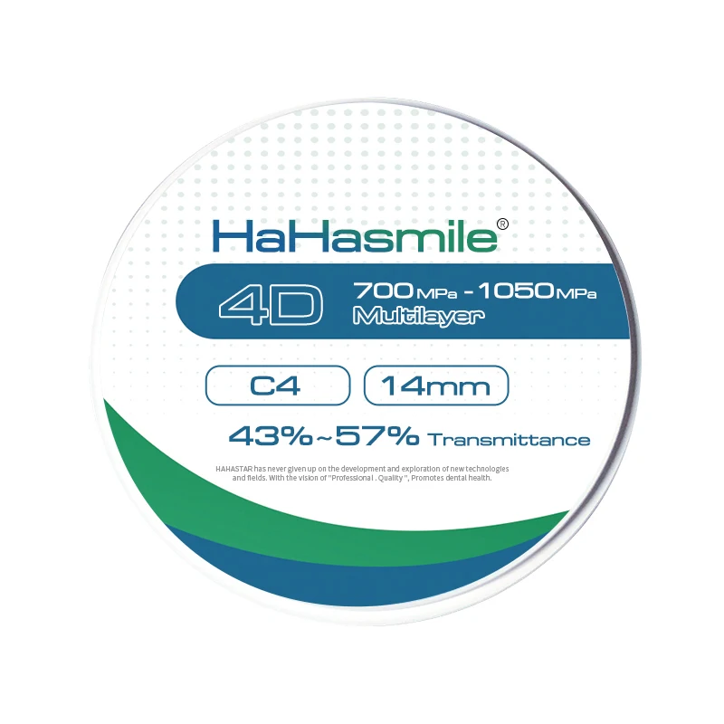 Zirconia Blocks Dental Lab HaHasmile 4D-Multilayer 98-C4 Zirconia Preshade Dental Fixed Zirconia Restoration Material
Zirconia Blocks Dental Lab HaHasmile 4D-Multilayer 98-C4 Zirconia Preshade Dental Fixed Zirconia Restoration Material