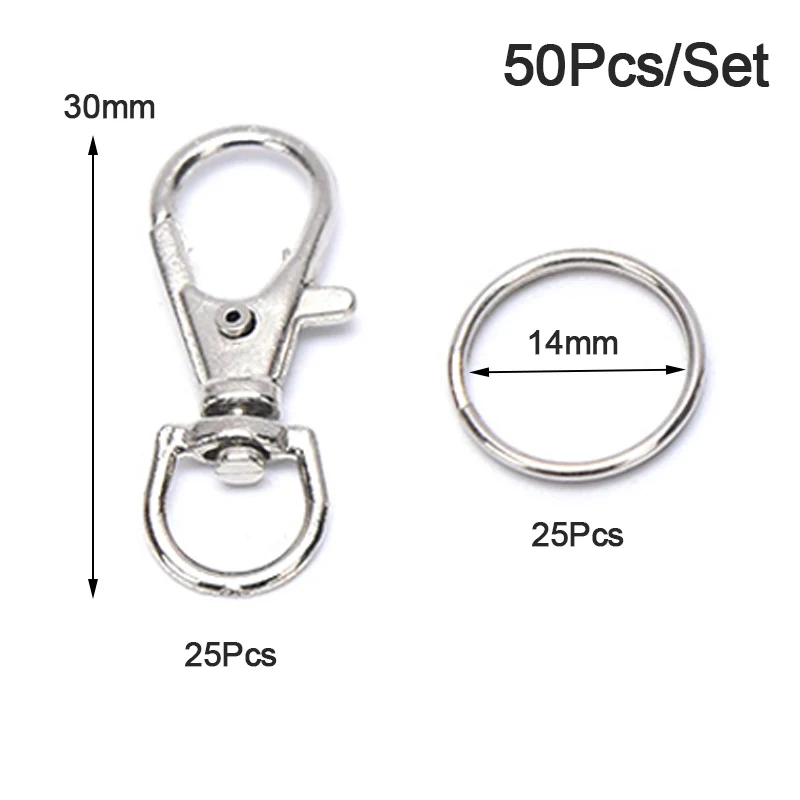 50 шт. металлическая цепочка для ключей кольца шарнирные зажимы ленты крюки с