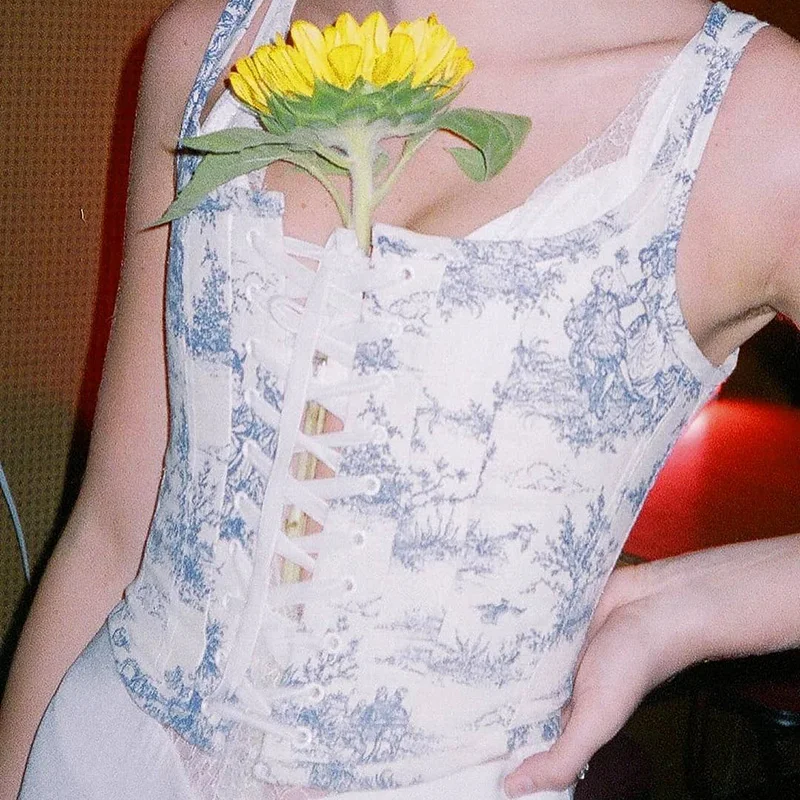 Women Corset Top Female Camisole Floral Print U-Neck Sleeveless Crop Tops Short Vest With Strap Shape Cummerbunds For Summer
Women Corset Top Female Camisole Floral Print U-Neck Sleeveless Crop Tops Short Vest With Strap Shape Cummerbunds For Summer